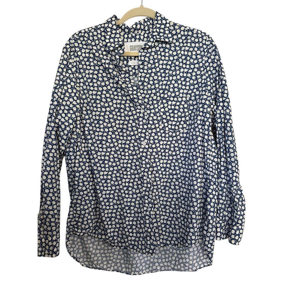Grayson Button Up Shirt Cotton The Hero Daisy Oxford Blue White Size 4